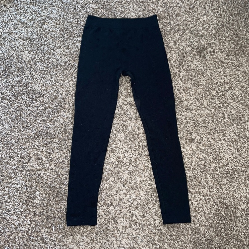 Blue Star Fleece Lined Black Leggings
